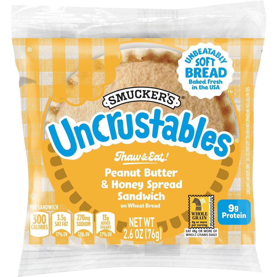 Smucker's Uncrustables 2.6 Ounce Peanut Butter And Honey Wheat Sandwich ...